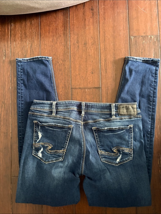 Silver Jeans Denim - Silver Jeans Women's Dark Blue Distressed Skinny Jeans
